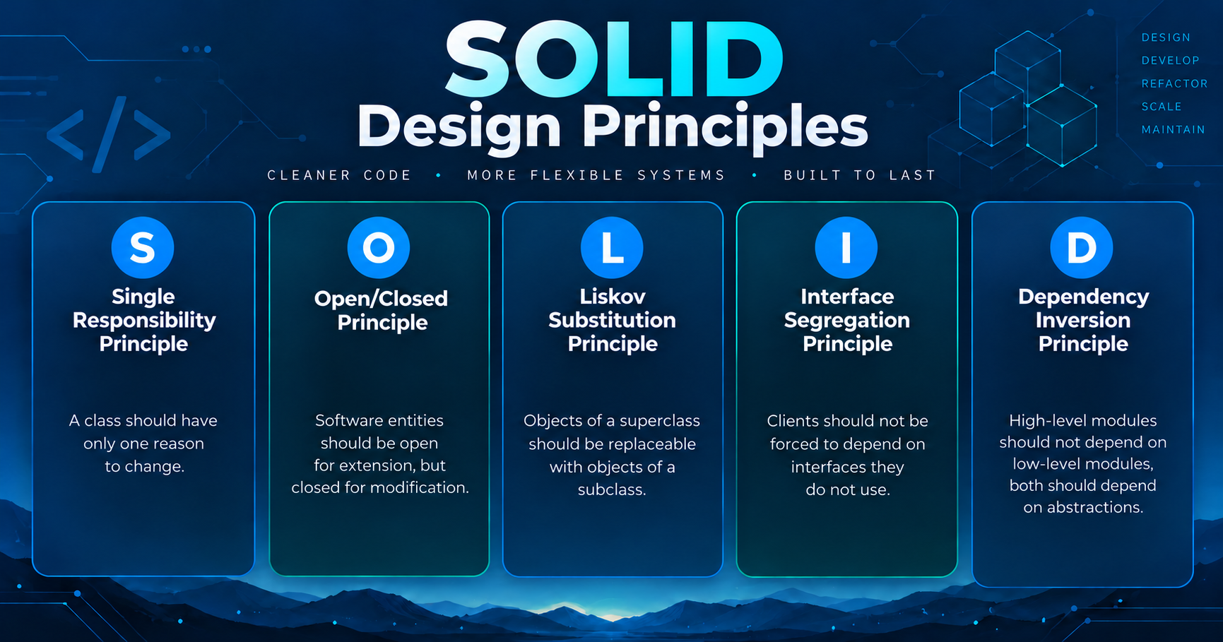 SOLID coding principles infographic